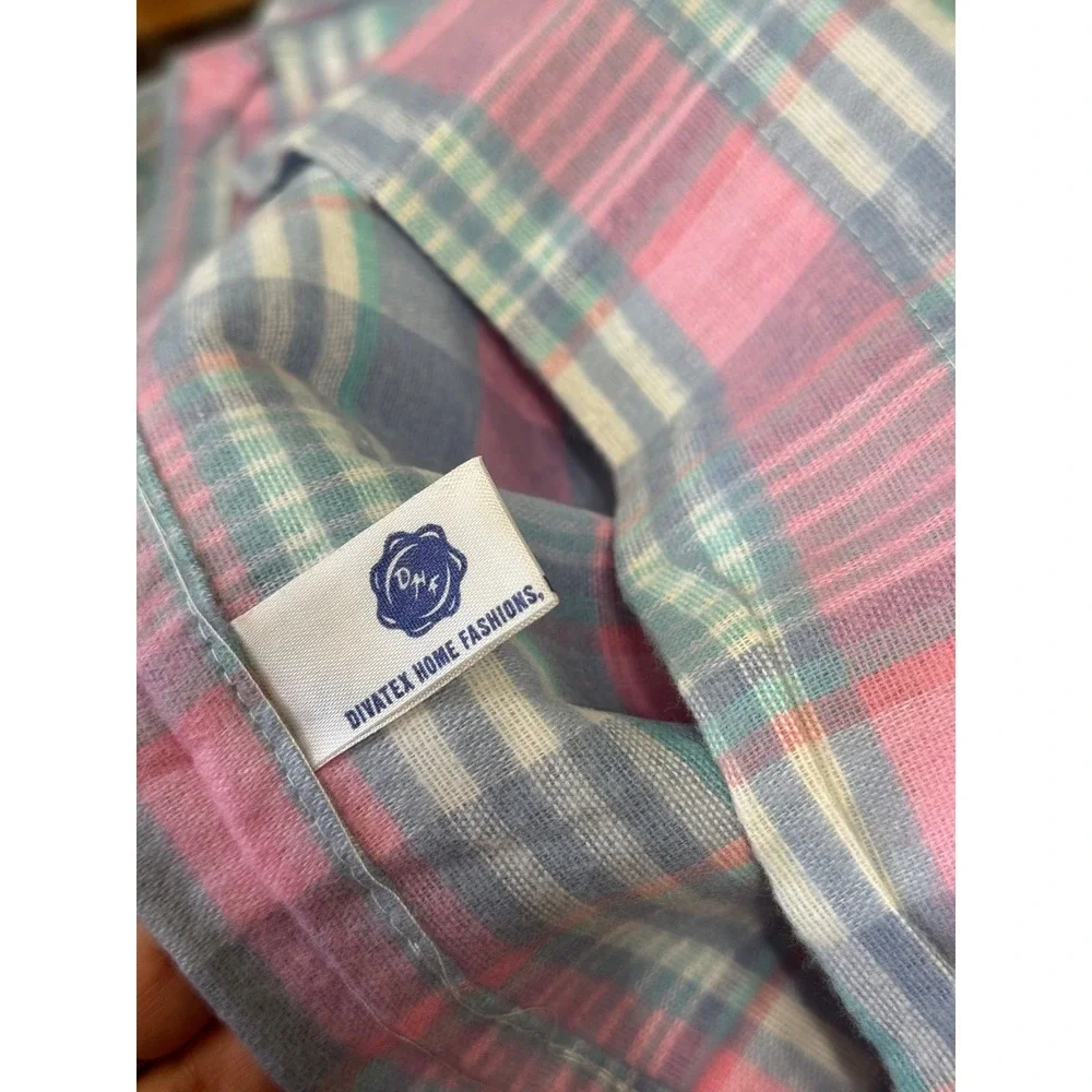 Divatex vtg Home Fashions Full Flannel Sheet Set Pink Blue Plaid 100% Cotton 3pc